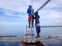 Boatmen in Sorsogon, Philippines, on the lookout for whale sharks